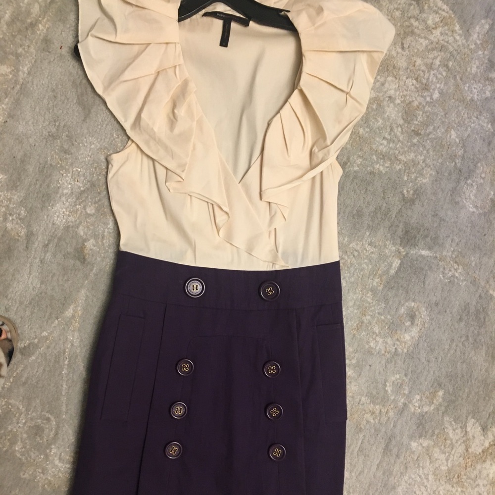 BCBG Maxazria Two Tone Dress in Cream & Purple